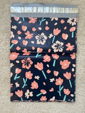 Navy Floral Mailing Bags - Coral & Mint Print Set of 20